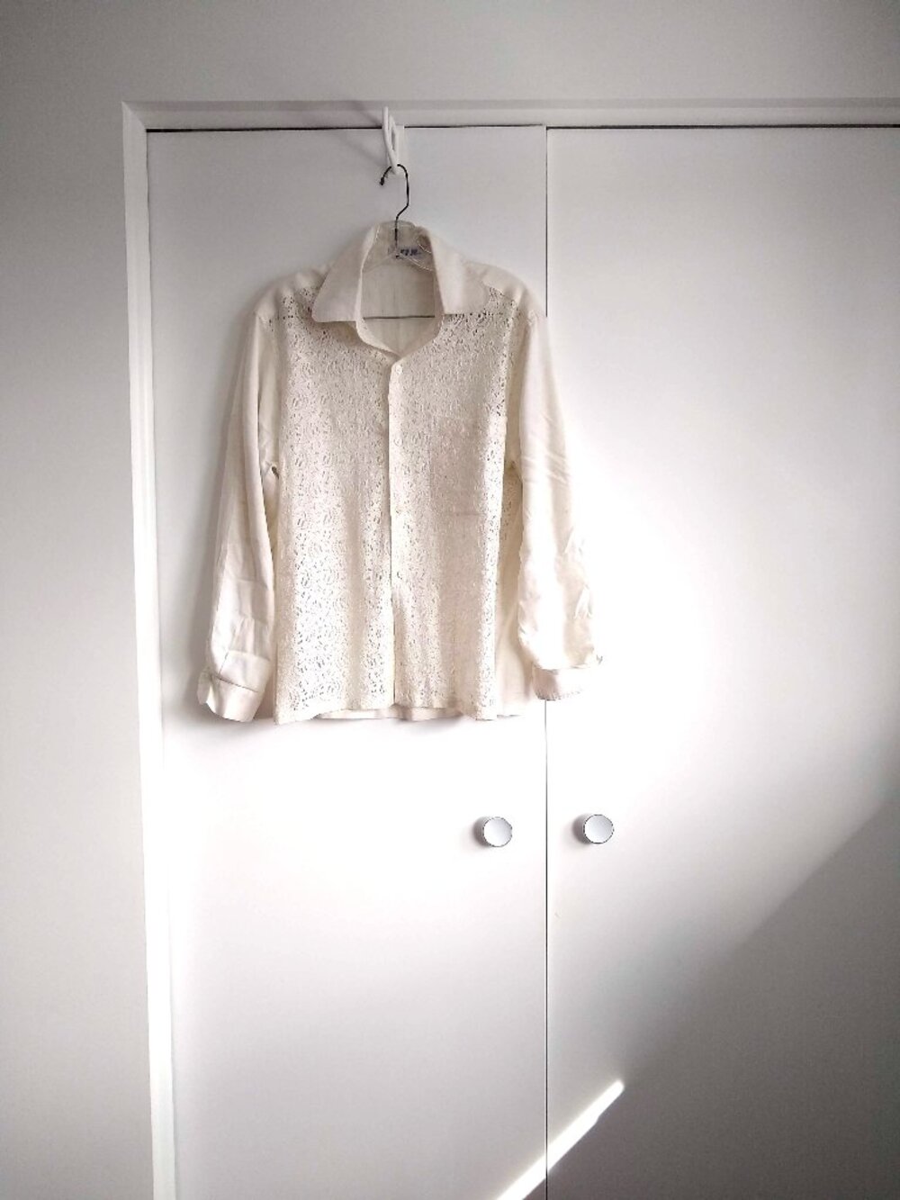 vintage 80s lace front button down shirt blouse